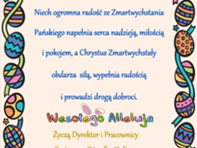 na zdjęciu w ramce z pisankami znajdują się życzenia