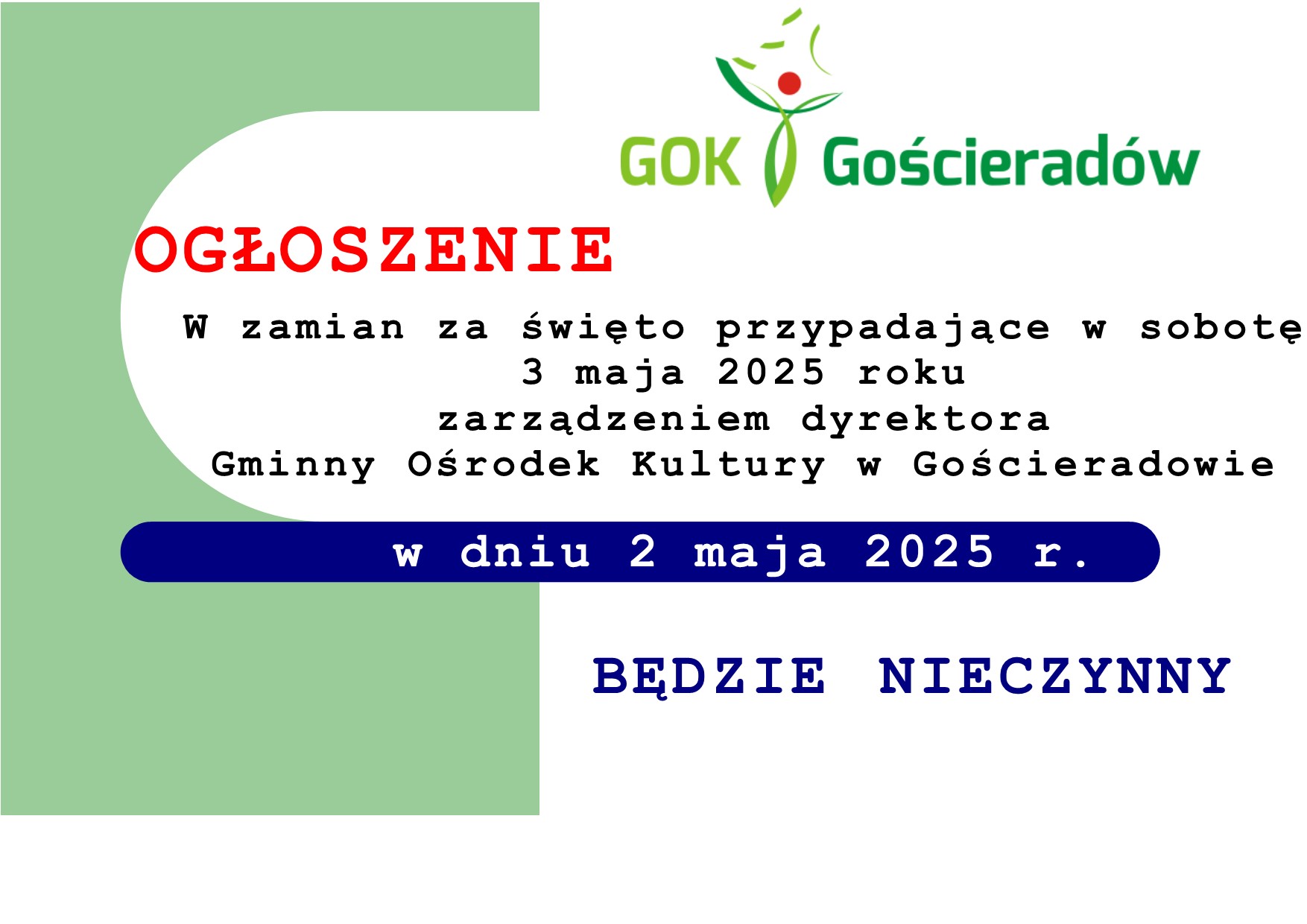 na zdjęciu komunikat