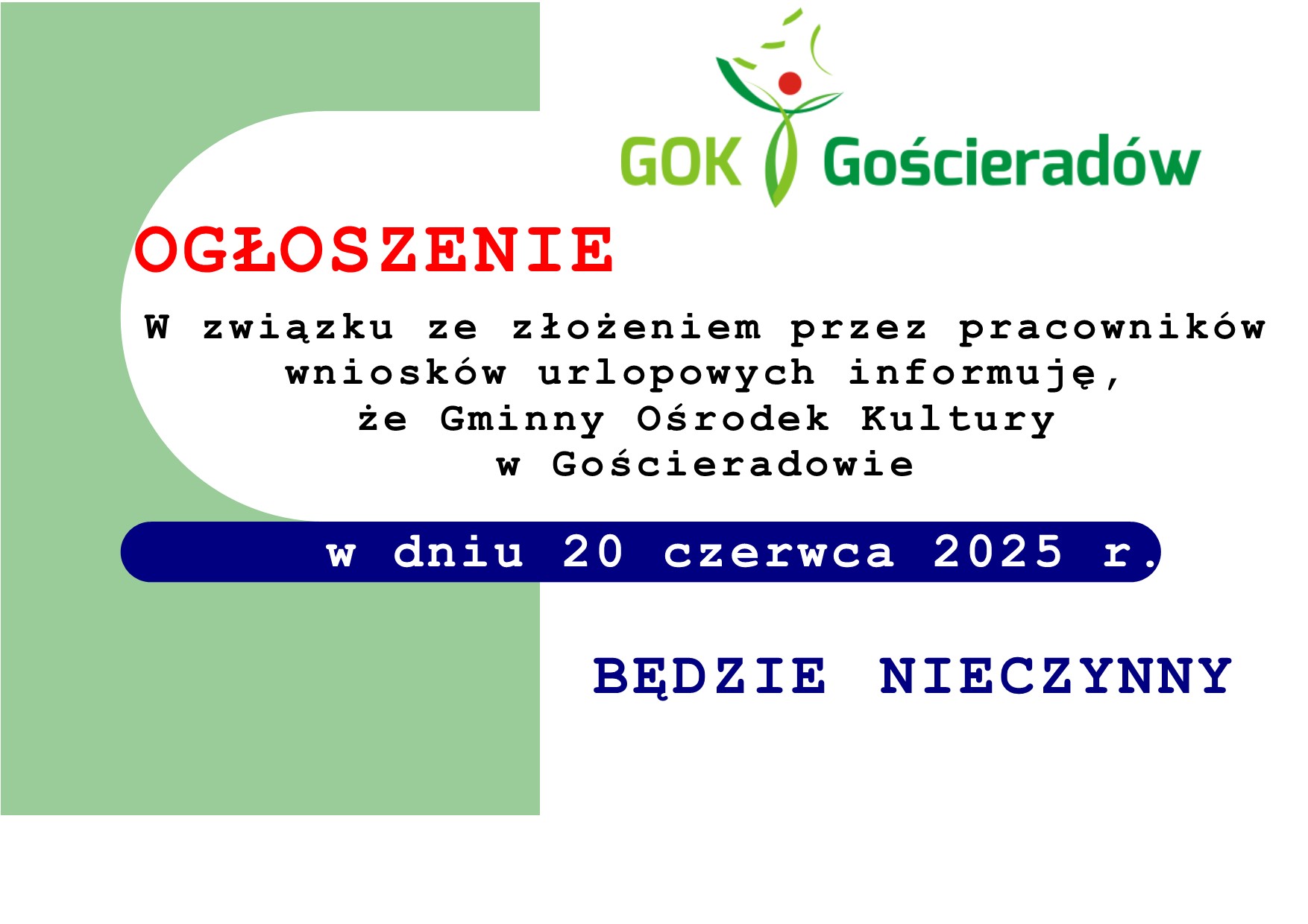 na zdjęciu treść ogłoszenia