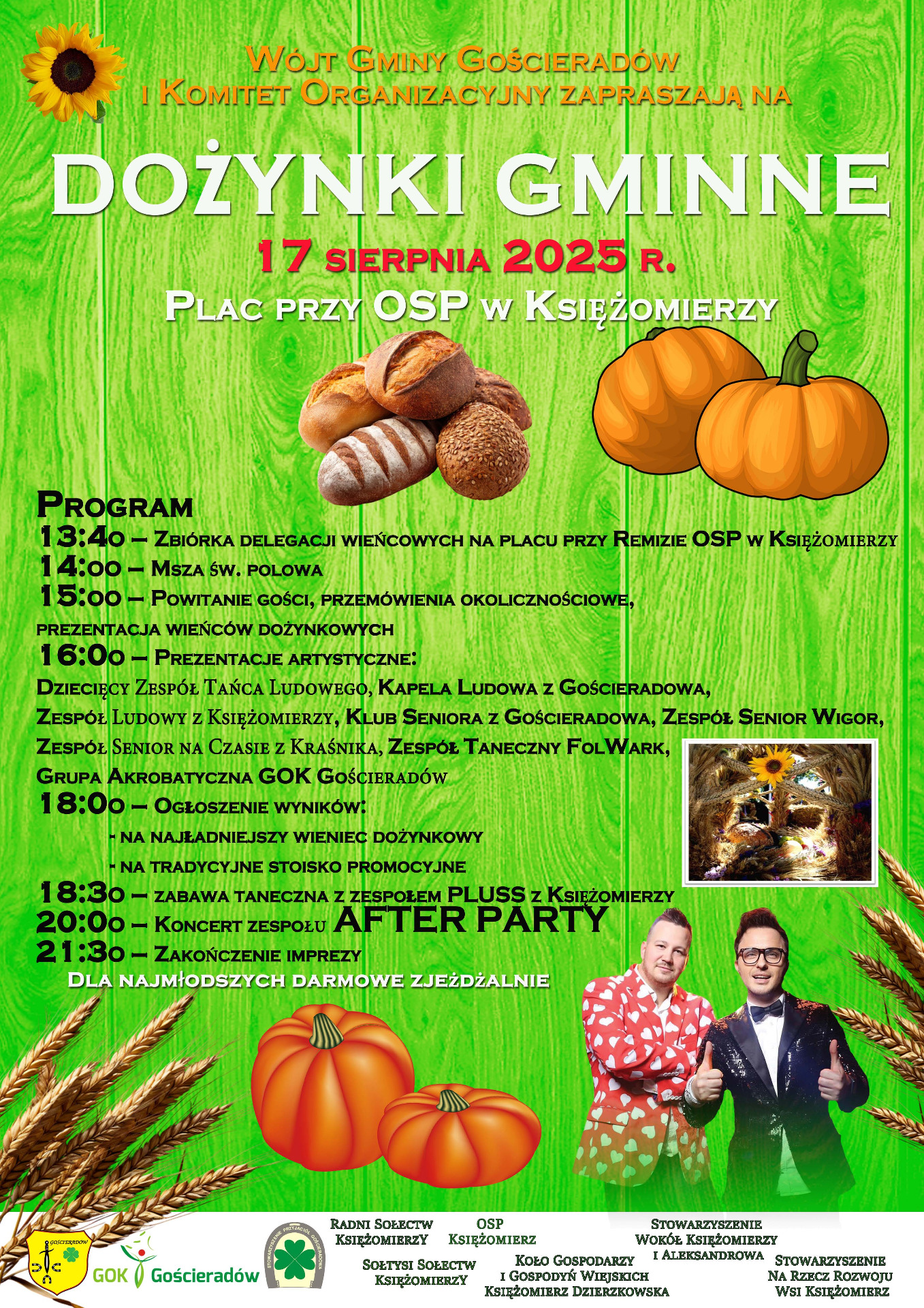 plakat zapraszający na dożynki z wizerunkiem zespołu After Party