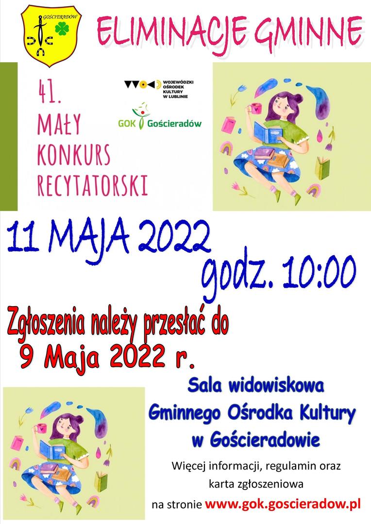 Na zdjęciu dziewczynka czytająca książki
Logotypy organizatorów eliminacji gminnych