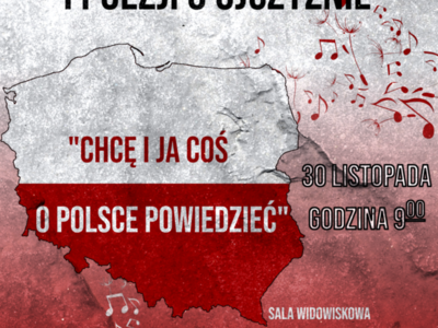 w tle mapa Polski i nuty