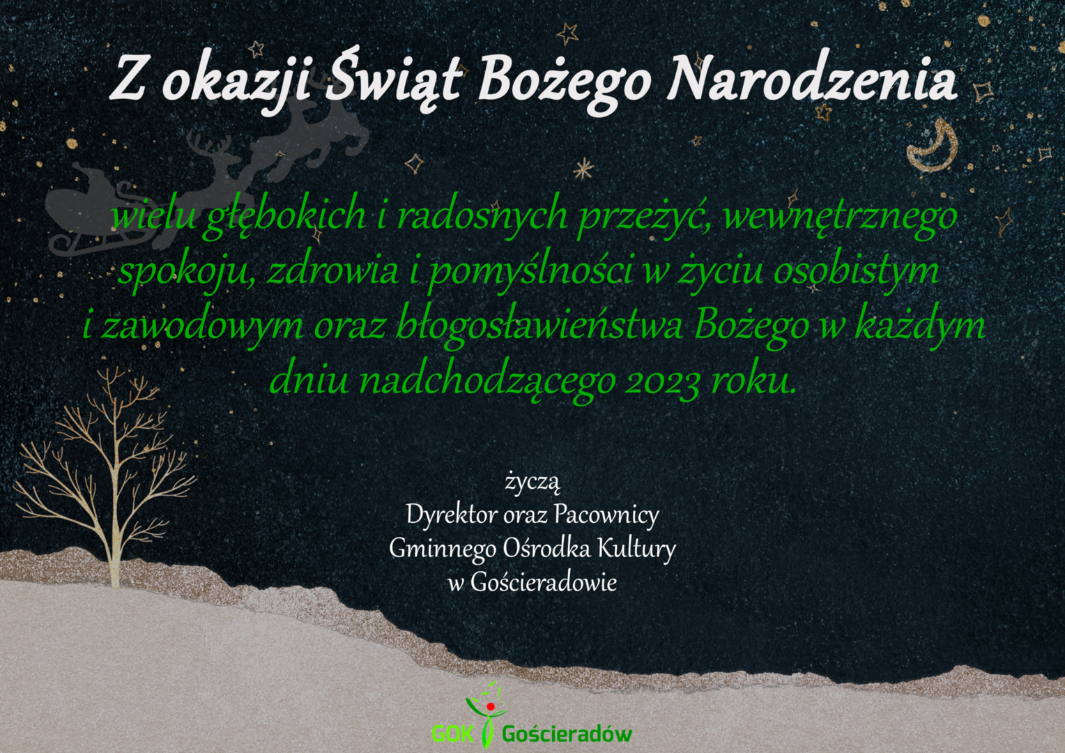 Życzenia świąteczne na tle nieba z gwiazdami
