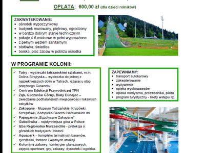 Kolonie dla dzieci rolników