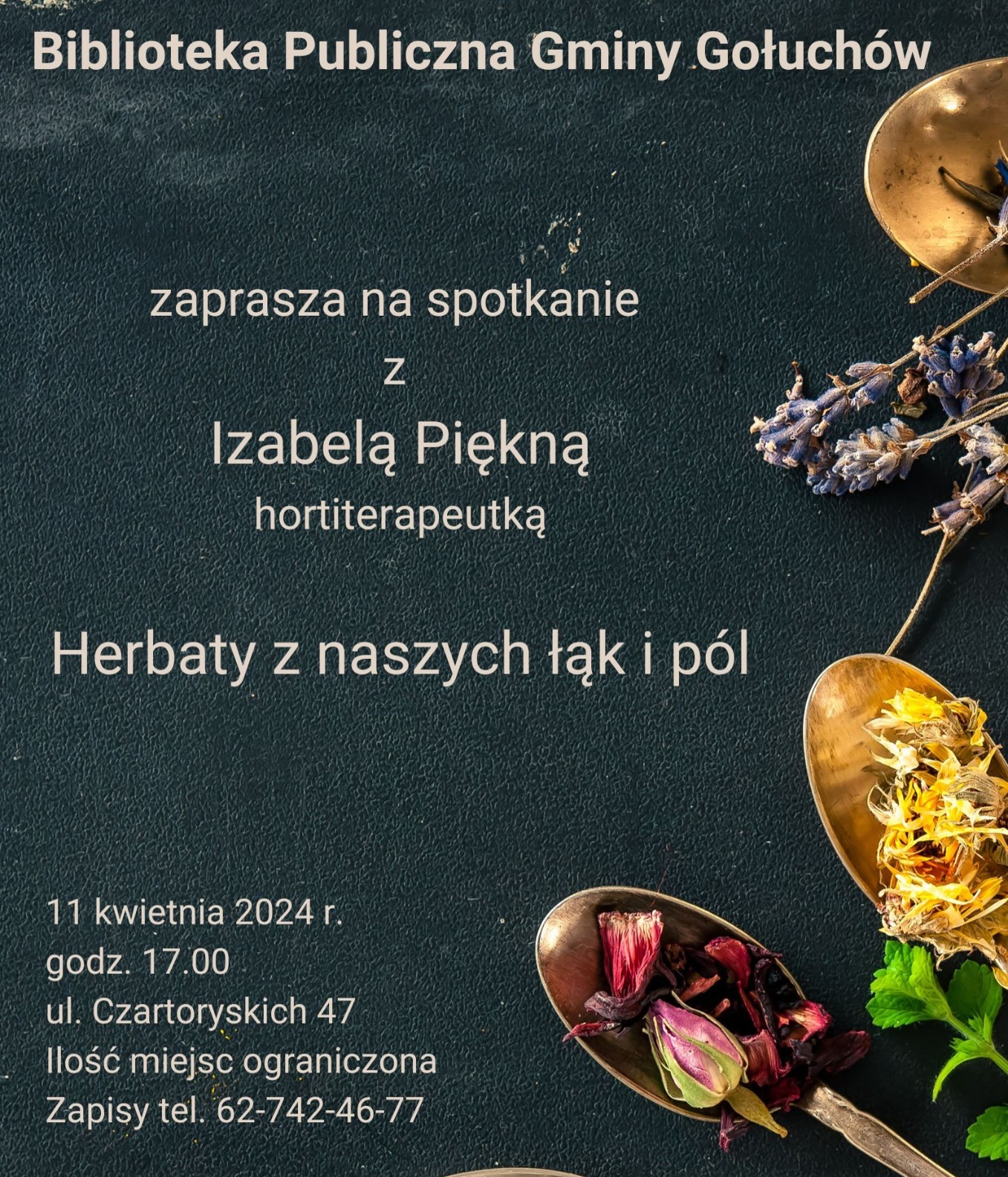 Plakat. Herbata z naszych łąk i pól. 