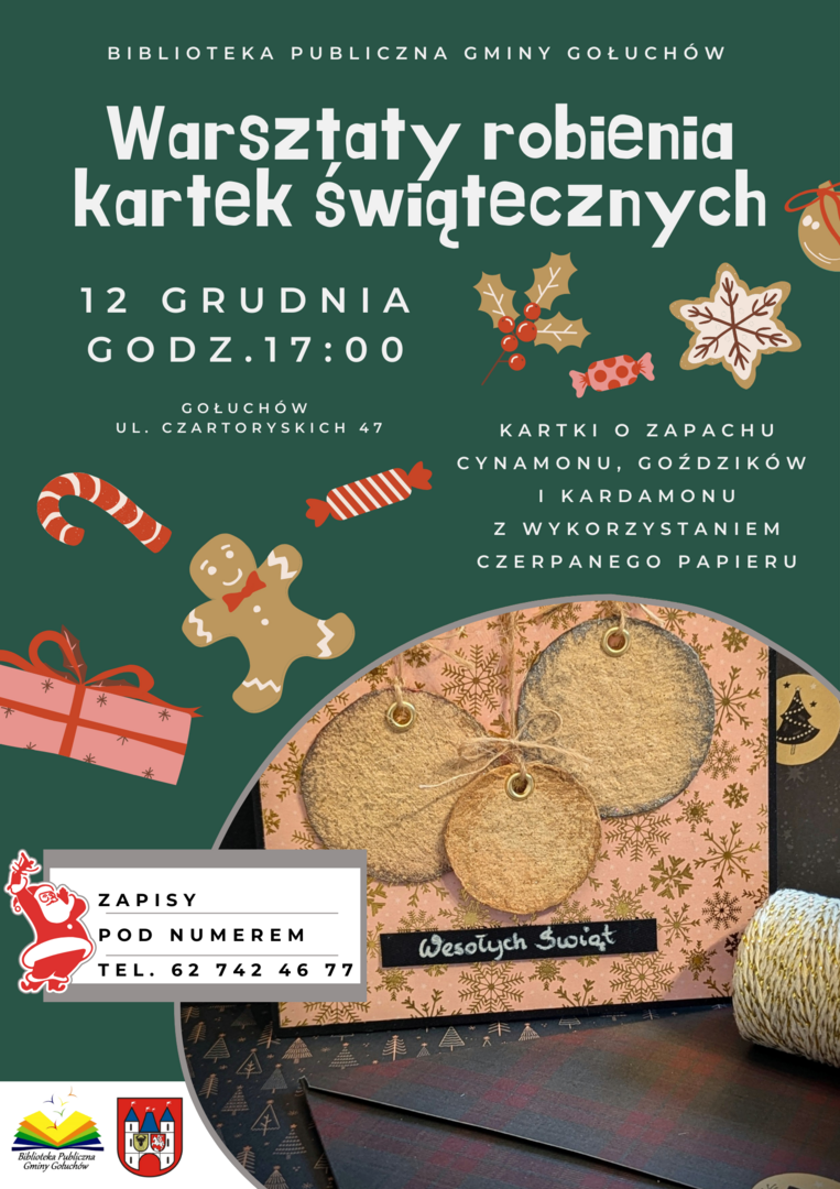 Plakat Warsztaty robienia kartek świątecznych