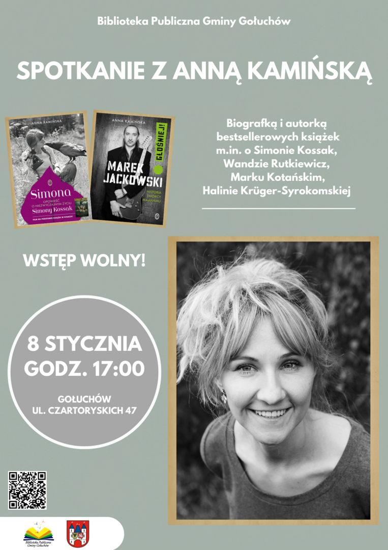 Plakat: spotkanie z Anną Kamińską