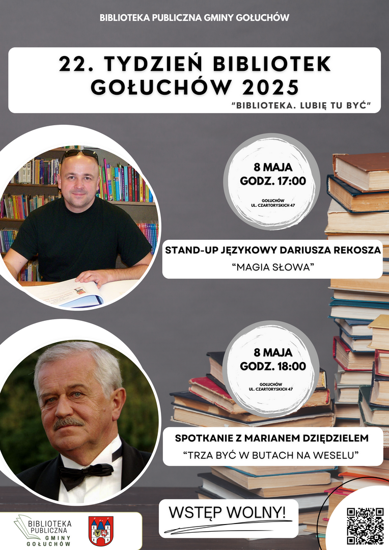 Plakat: spotkanie z Marianem Dziędzielem, "Trza być w butach na weselu".