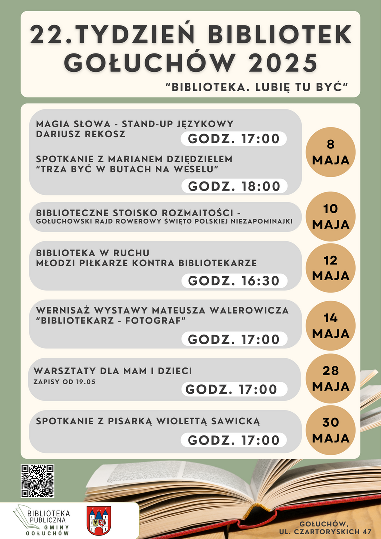 Plakat: "22 Tydzień Bibliotek. Gołuchów 2025".