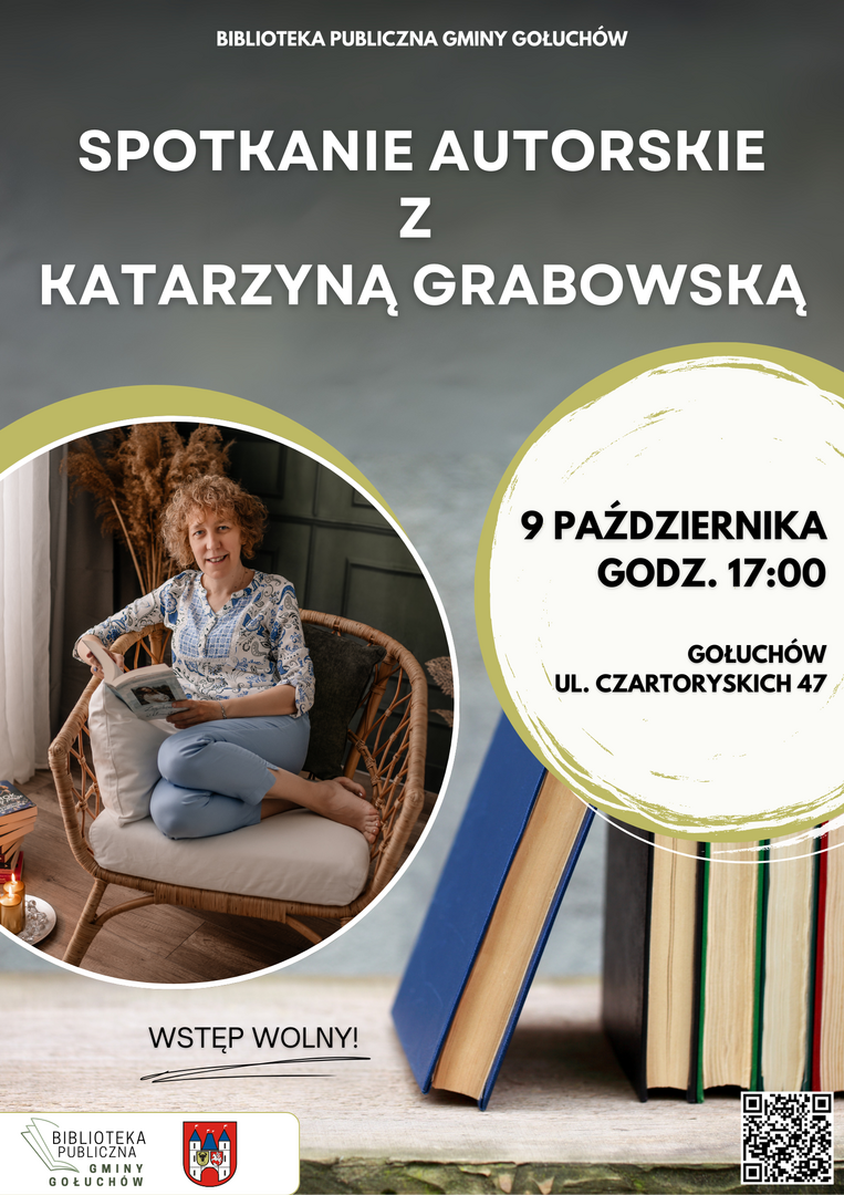 Plakat spotkanie autorskie z Katarzyną Grabowską