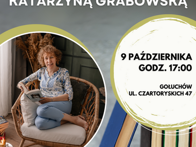 Plakat spotkanie autorskie z Katarzyną Grabowską