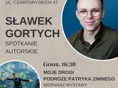 Plakat na spotkanie autorskie ze Sławkiem Gortychem
