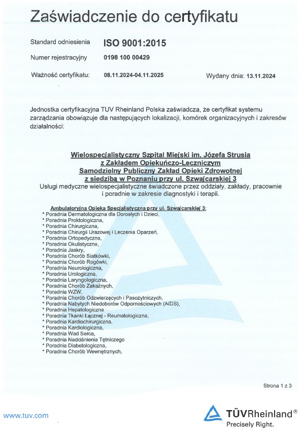 Zaświadczenie do certyfikatu ISO 9001:2015 część 1