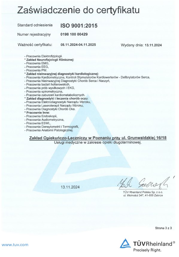 Zaświadczenie do certyfikatu ISO9001:2015 część 3