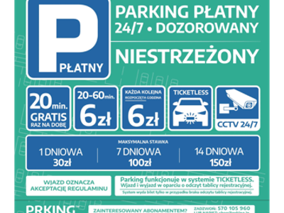 Ulotka informacyjna dotycząca parkingu