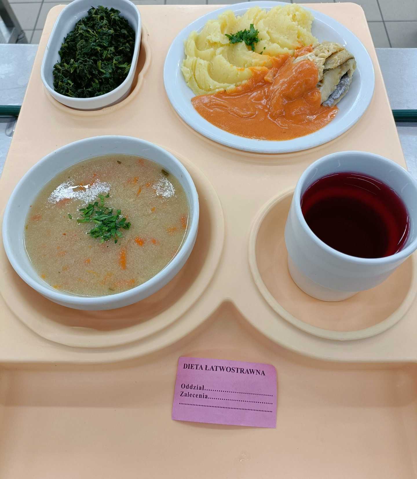 Posiłek na dzień 06.06.2025 roku - obiad dieta łatwostrawna.