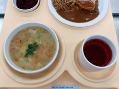 Posiłek na dzień 10.06.2025 roku - obiad dieta podstawowa.