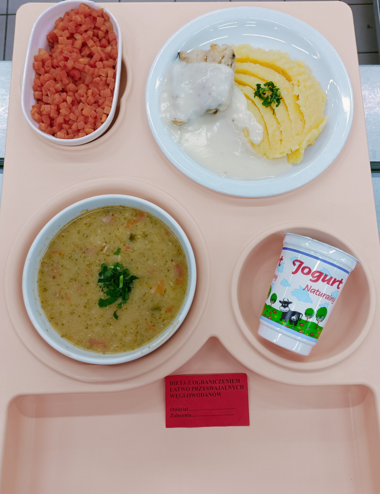 Posiłek na dzień 20.06.2025 roku - obiad dieta cukrzycowa - dieta z ograniczeniem łatwo przyswajalnych węglowodanów..
