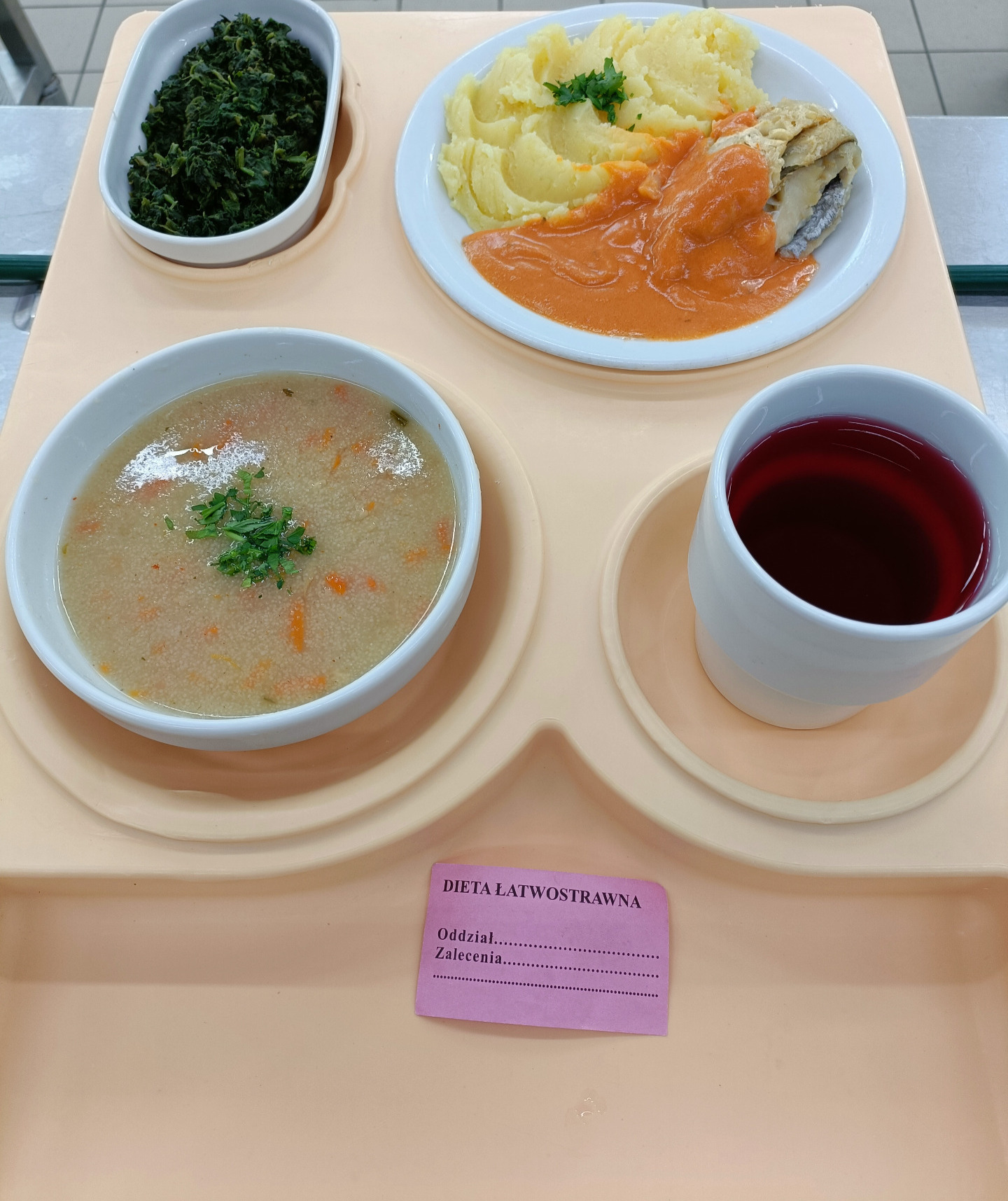 Posiłek na dzień 29.08.2025 roku - obiad dieta łatwostrawna.