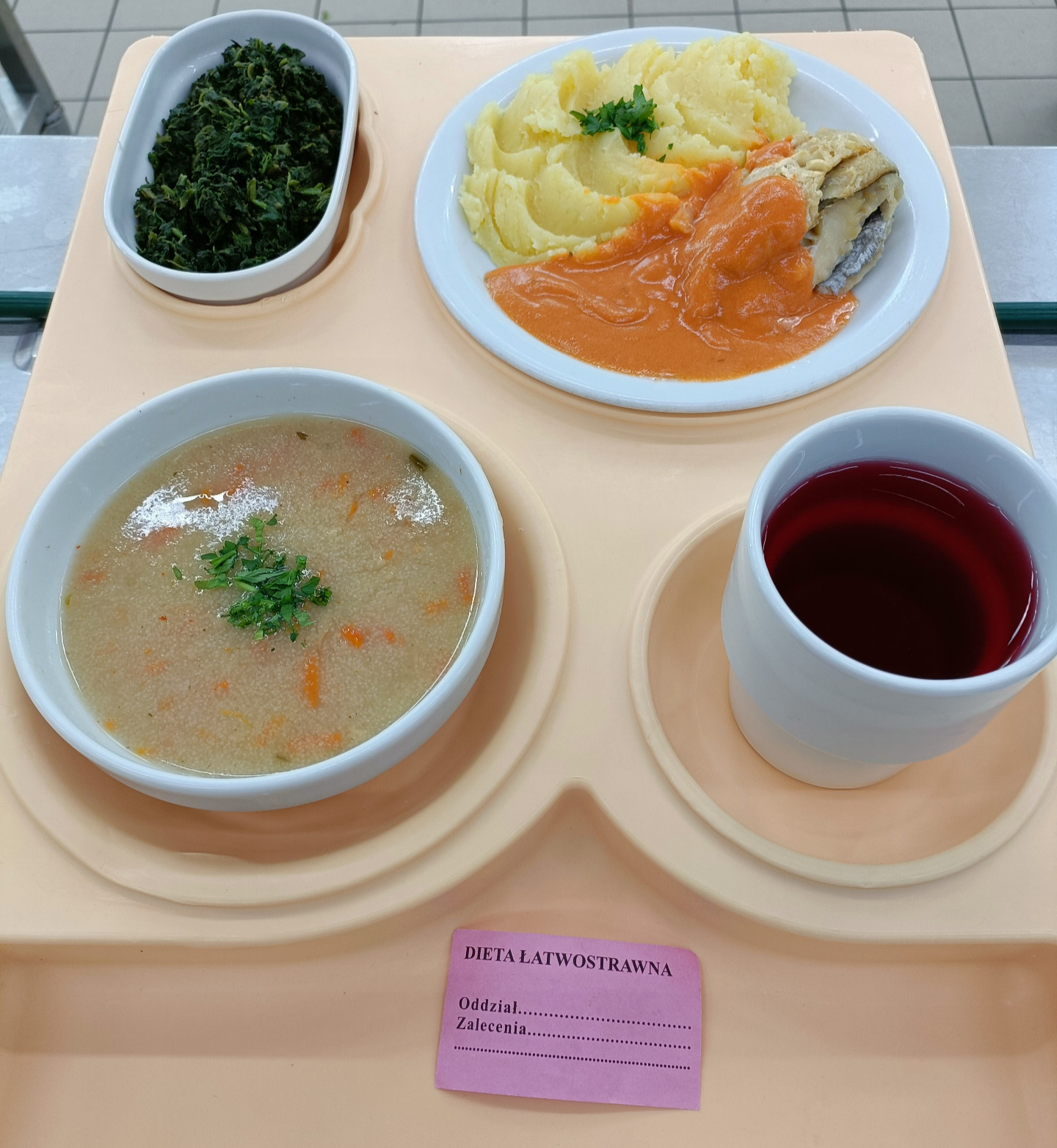 Posiłek na dzień 26.09.2025 roku (piątek) - obiad dieta łatwostrawna