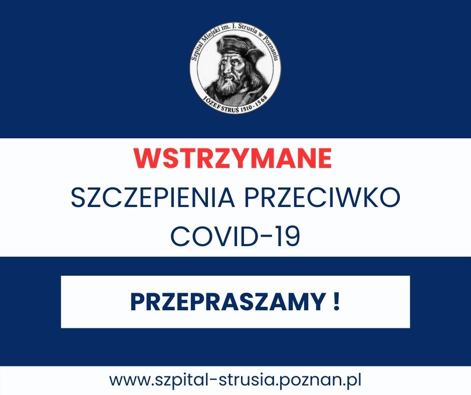 grafika informująca o wstrzymanych szczepieniach przeciwko COVID-19 