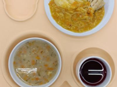 Posiłek na dzień 17.10.2025 roku - obiad dieta łatwostrawna bogatobiałkowa.