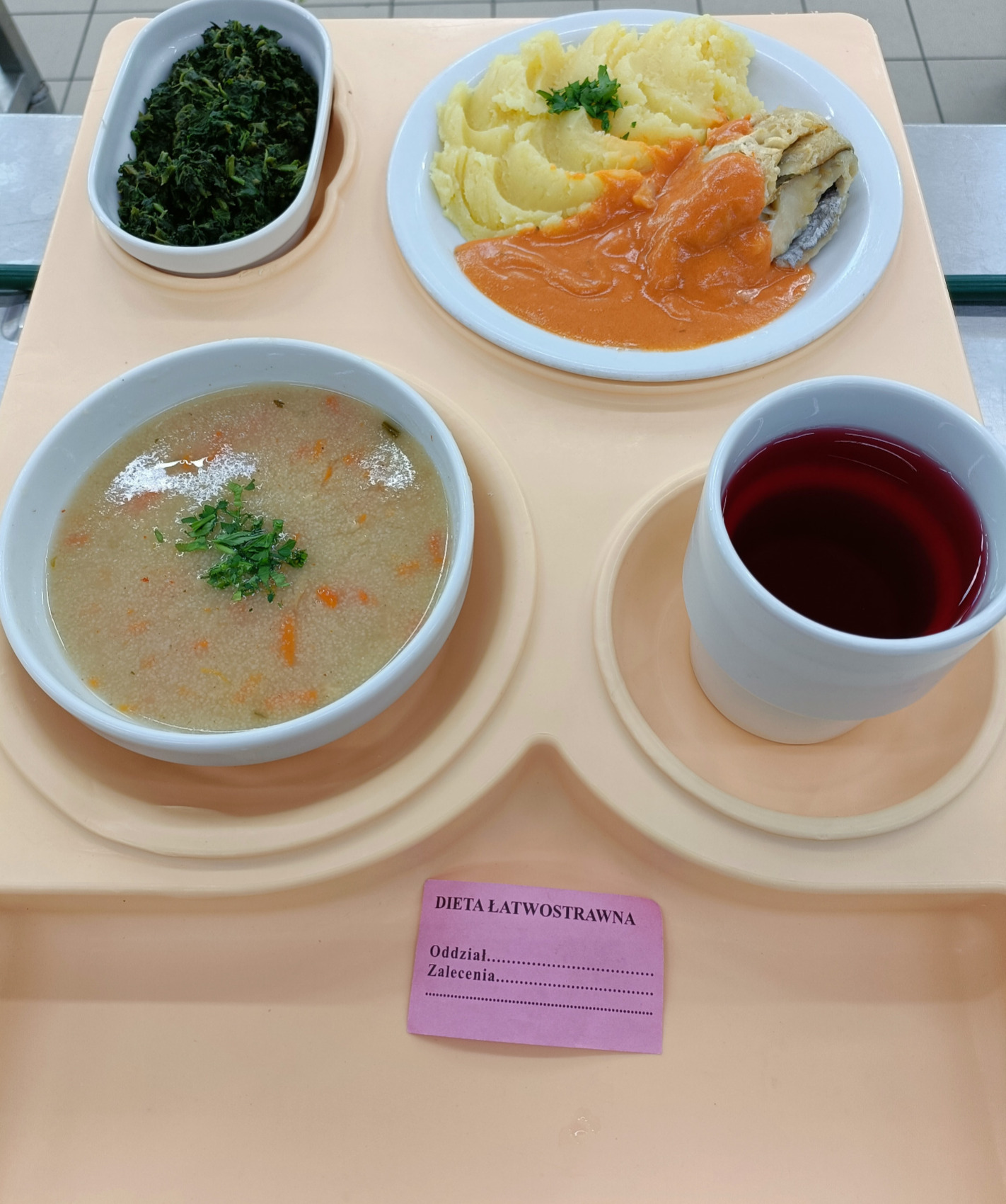 Posiłek na dzień 24.10.2025 roku - obiad dieta łatwostrawna.