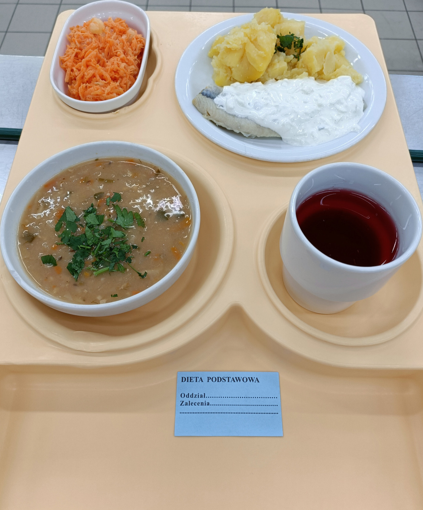 Posiłek na dzień 28.11.2025 roku - obiad dieta podstawowa.