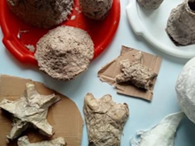 masa papierowa, która powstała na zajęciach z cyklu Laboratorium Pomysłów w świetlicy w Tomaszkowie