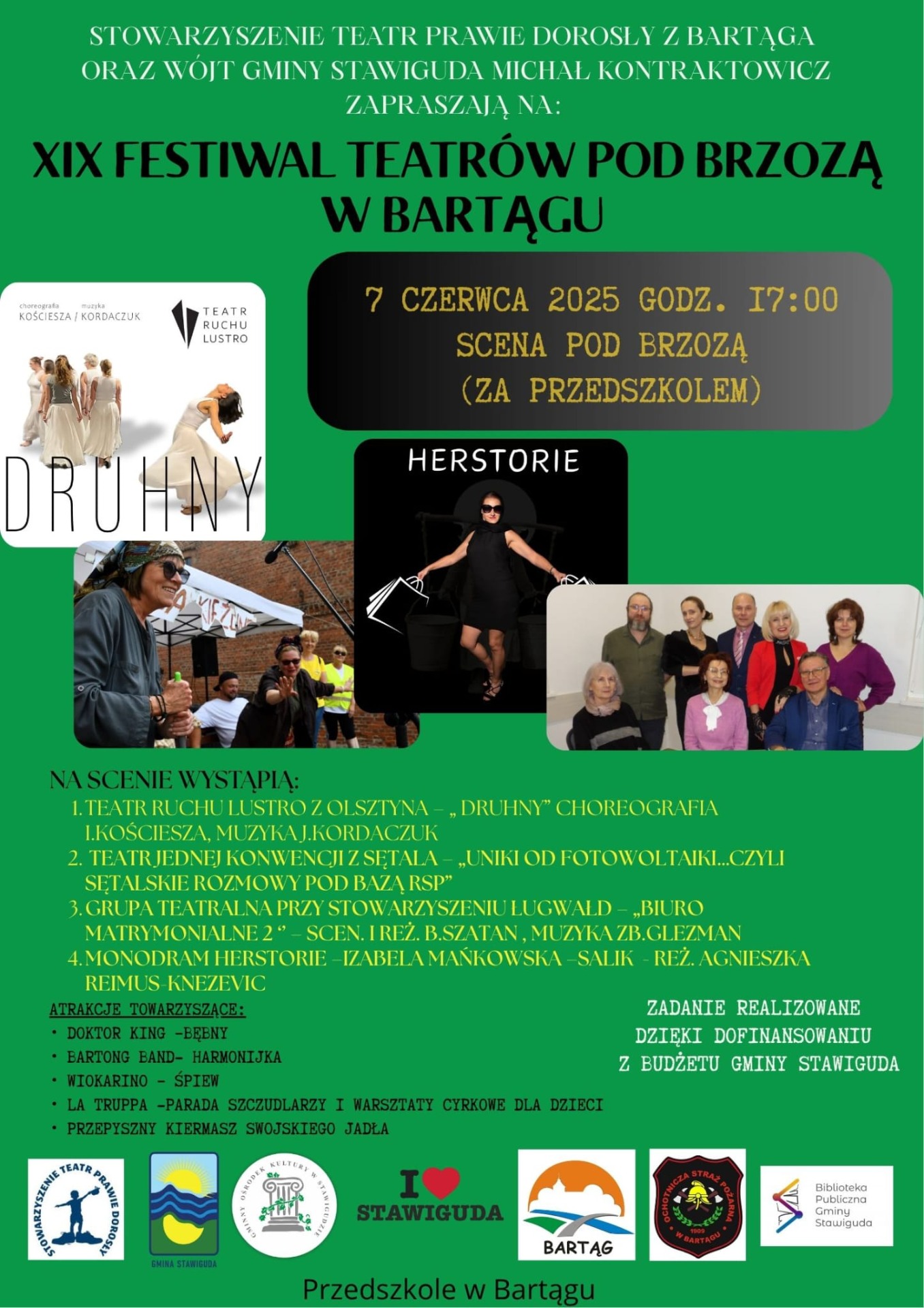 Plakat Festiwal Teatrów pod Brzozą w Bartągu