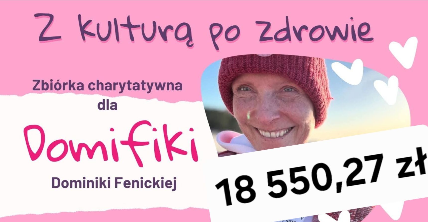 Baner ze zbiórki pieniędzy dla chorej Dominiki