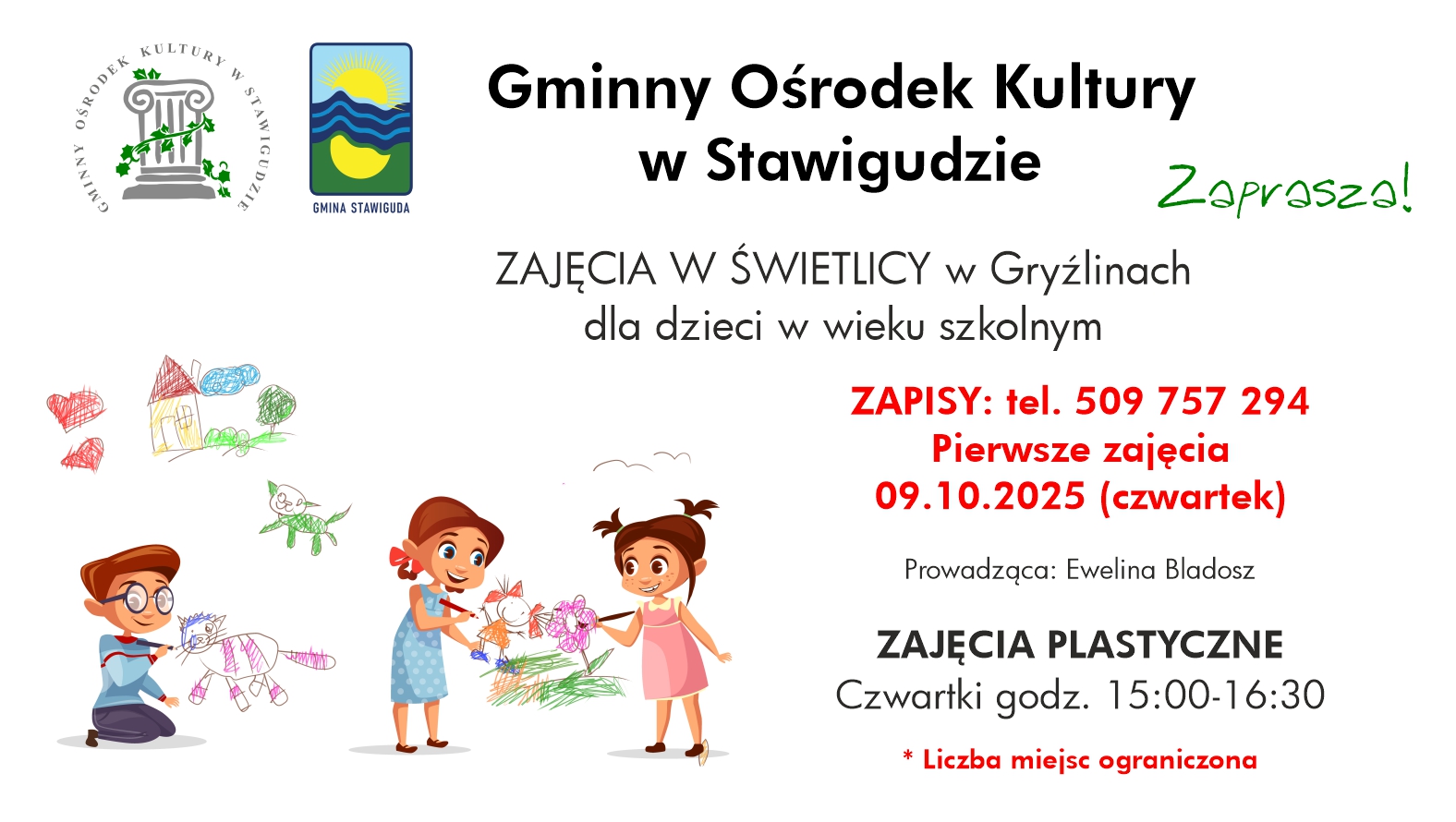 Zajęcia plastyczne w świetlicy w Gryźlinach
