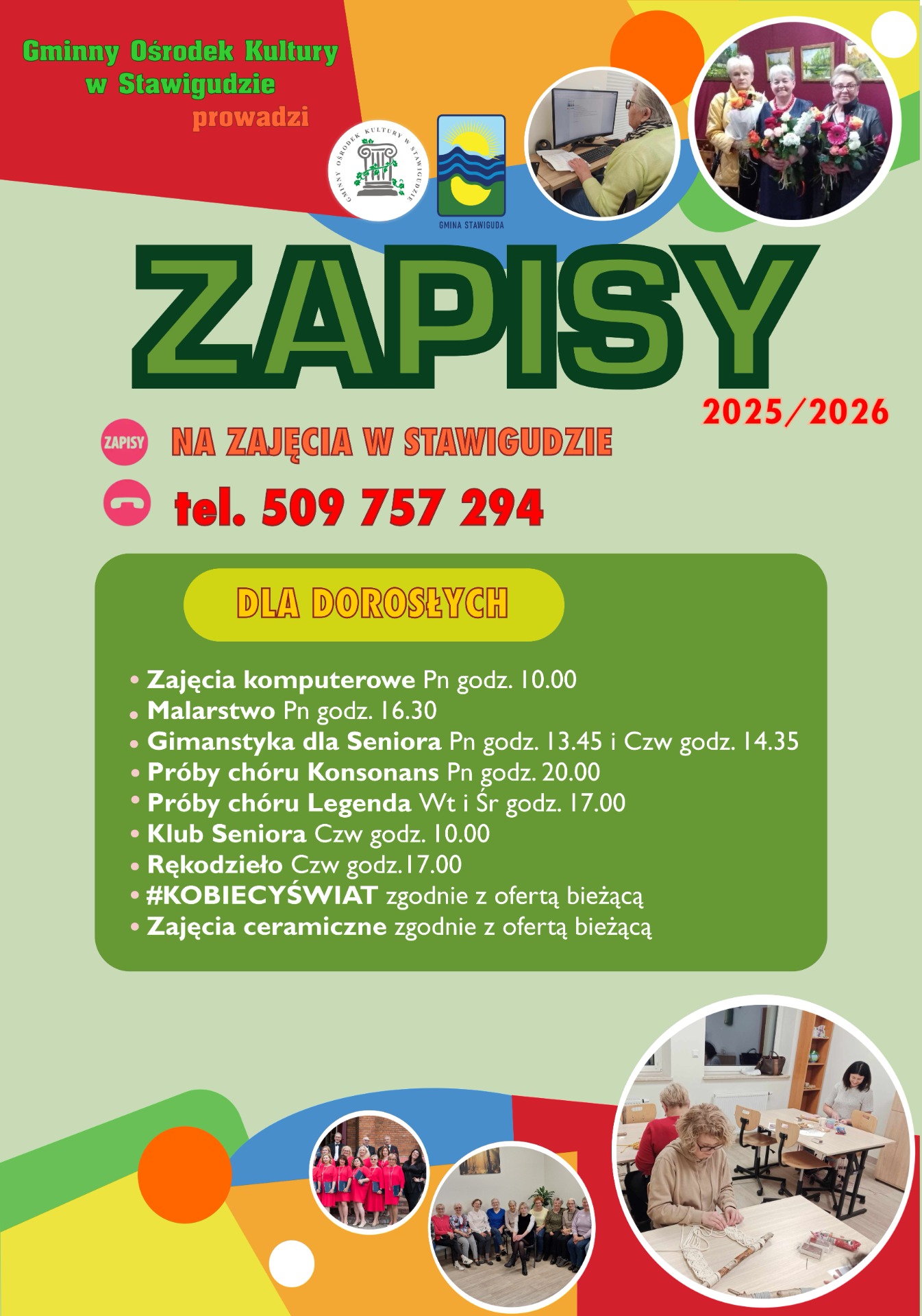 Zapisy na zajęcia kulturalne w nowym roku kulturalnym 2025 /2026 w Gminnym Ośrodku Kultury w Stawigudzie