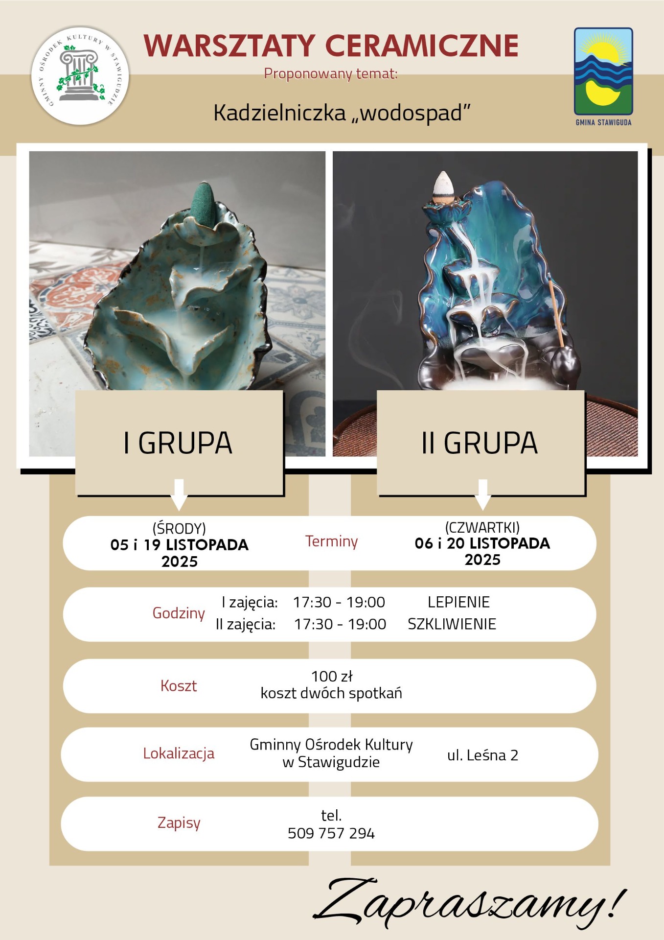 Warsztaty ceramiczne/ Kadzielniczka "wodospad"