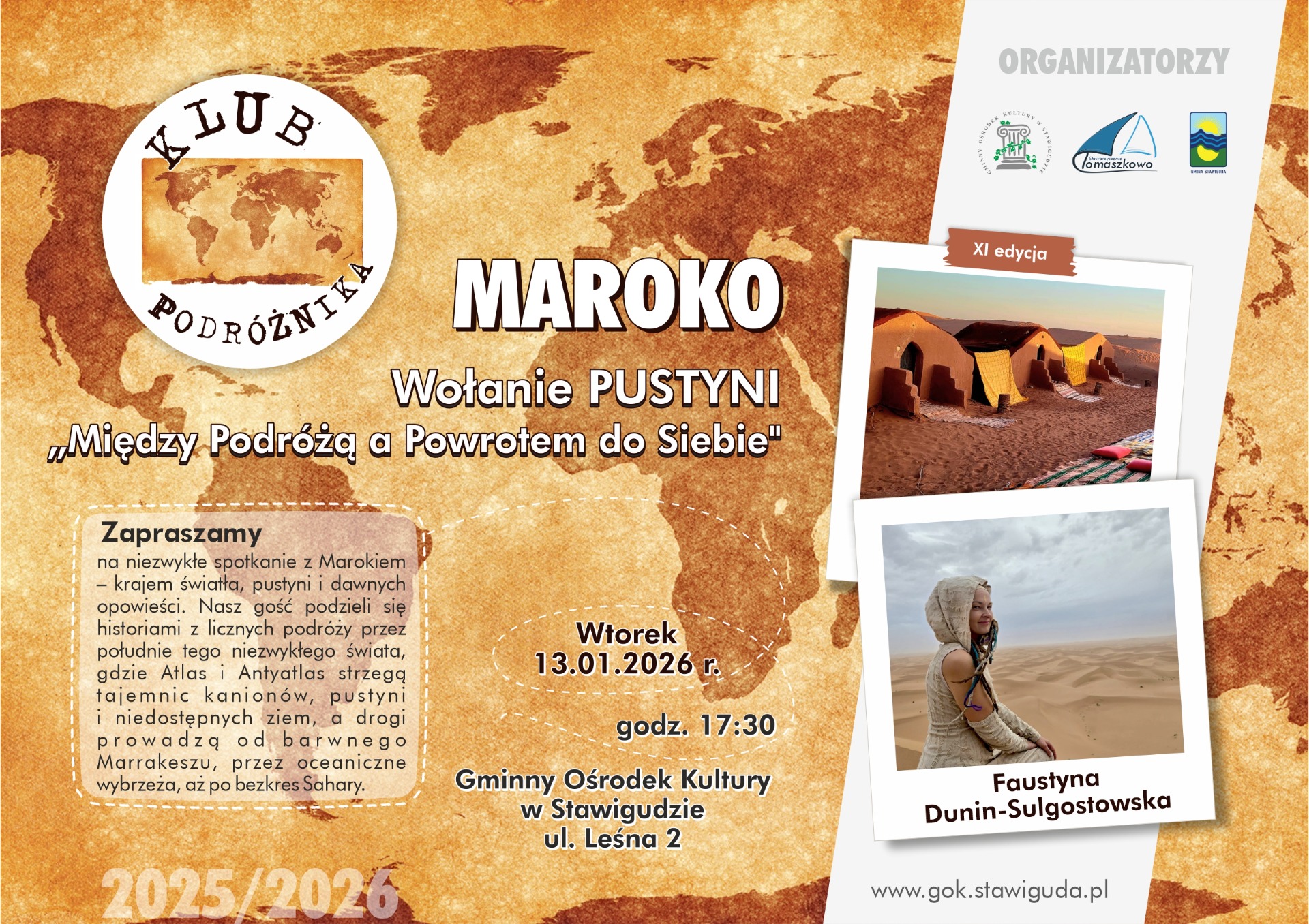 KLUB PODRÓŻNIKA/ XI edycja/ 4 spotkanie/ MAROKO/ 13.01.2026