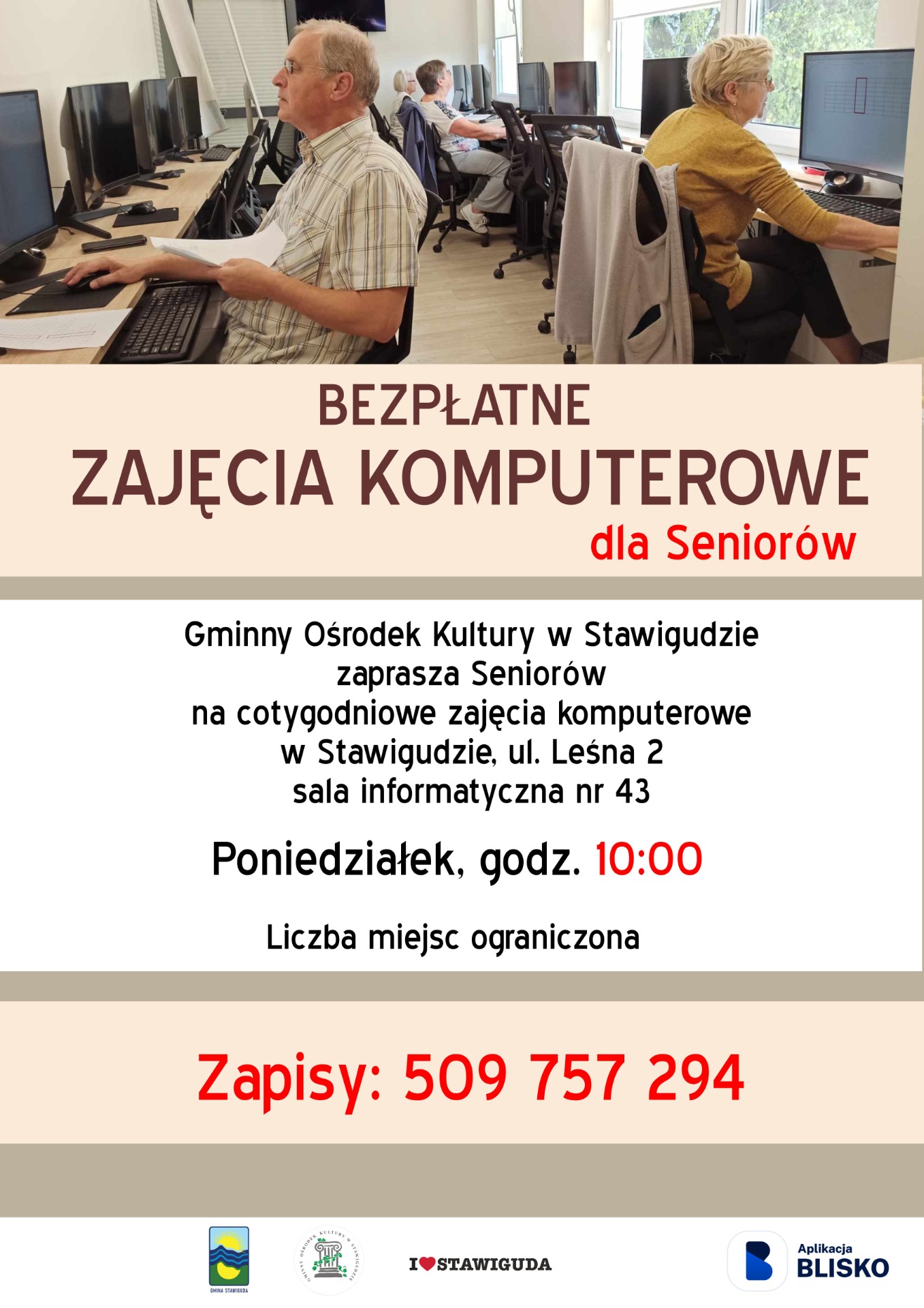 Plakat na zajęcia komputerowe w GOKu