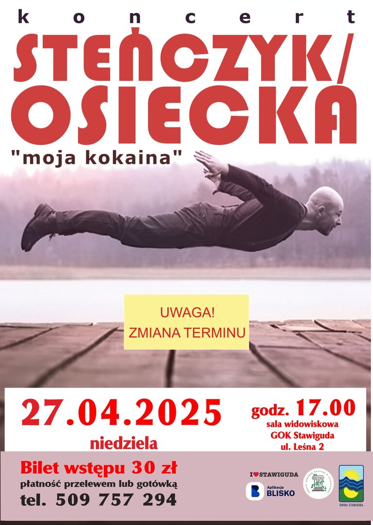 Plakat koncertu STEŃCZYK/OSIECKA - zmiana terminu