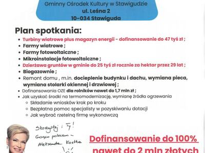 Spotkanie dla mieszkańców gminy ws. projektu "Moje Dotacje i Środowisko"