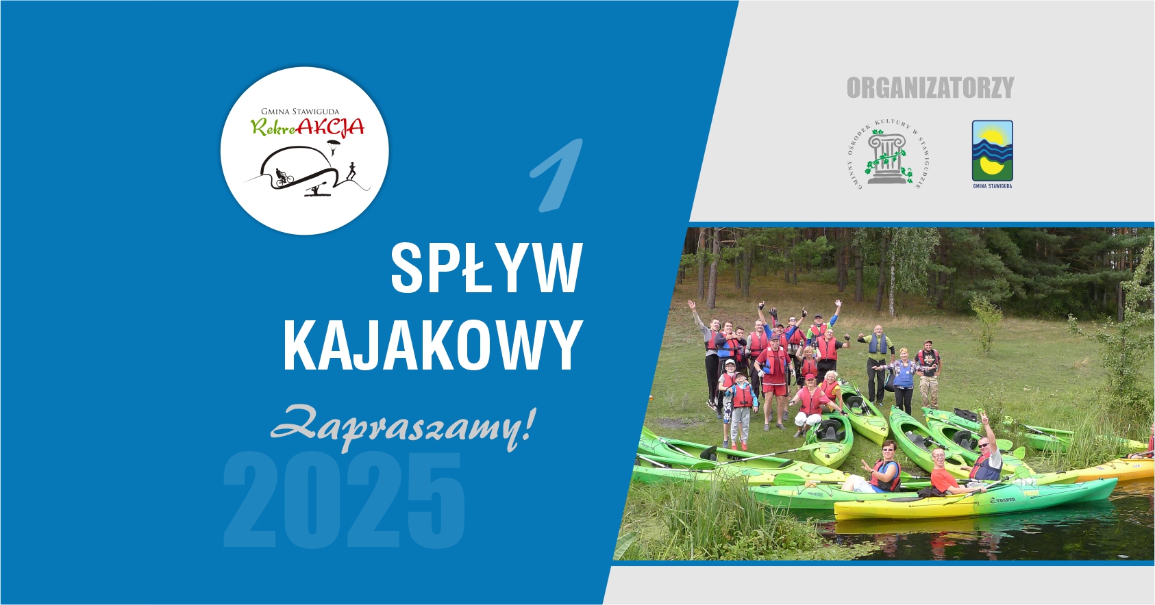 Spływ kajakowy realizowany w ramach RekreAKCJI rzeką Łyną/ 20.07.2025