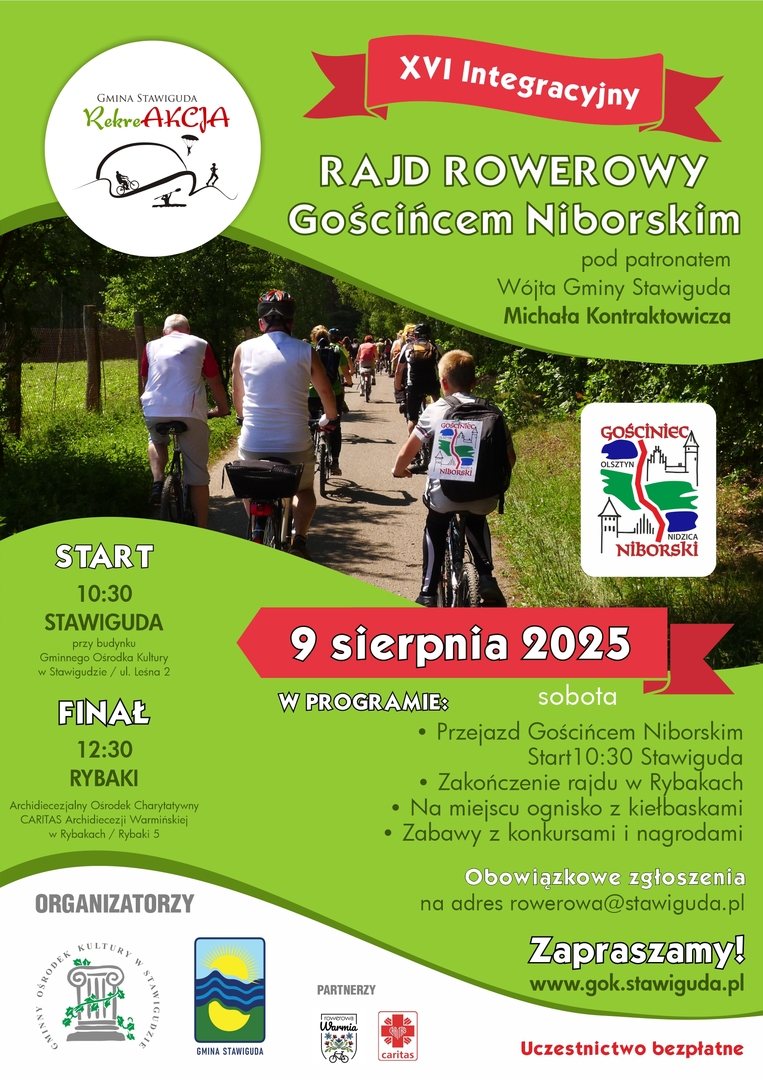 XVI Rajd Rowerowy Gościńcem Niborskim realizowany w ramach RekreAKCJI/ 09.08.2025
