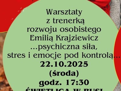 baner do zapisów na warsztaty z trenerka w Rusi