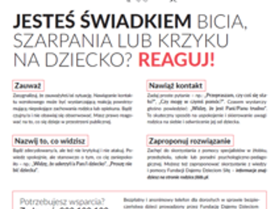 Plakat informujący o kampanii Dzieciństwo bez przemocy