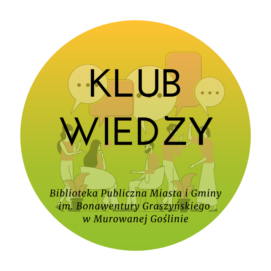 Logo Klubu wiedzy. Okągły kształt, zielone cieniowane tło, napis na środku