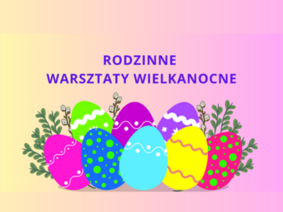 Grafika przedstawiająca kolorowe pisanki na bladoróżowym tle.