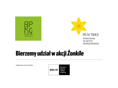 Grafika z napisem bierzemy udział w akcji żonkile