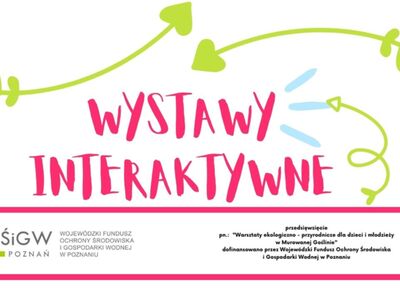 Na białym tel różowy napis wystawy interaktywne