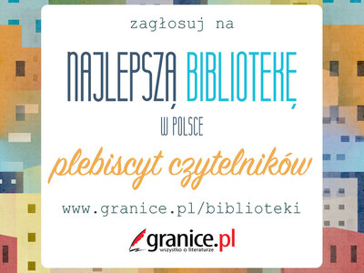 grafika z niebieskim napisem głosowanie na najlepszą bibliotekę w polsce