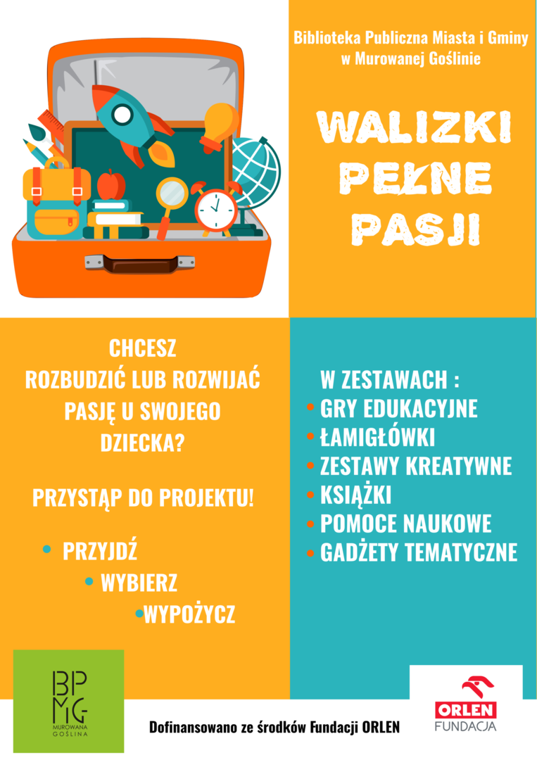 Plakat informujący o projekcie walizki pełne pasji 