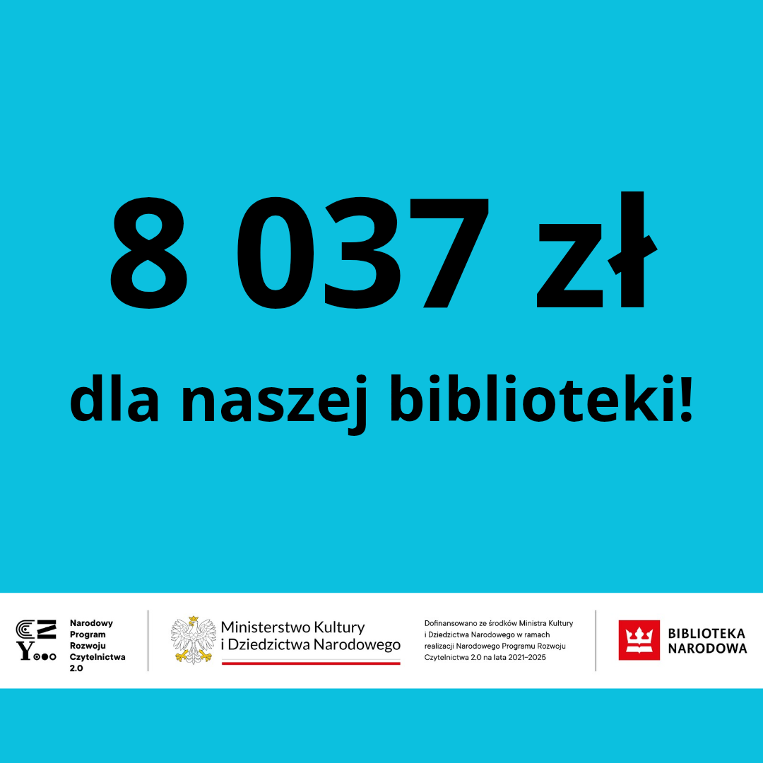 grafika niebieskie tło kwota 8037 zł oraz logotypy 
