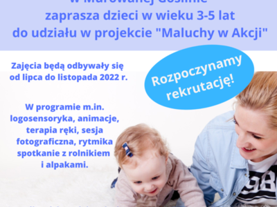 plakat informacyjny o projekcie dla dzieci w wieku 3 do 5 lat  Maluchy w akcji